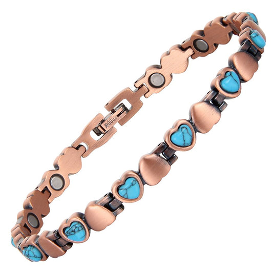 Bransoletka Miedziana "Turquoise Heart"